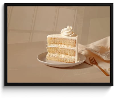 Fotolijst inclusief poster - Posterlijst 70x50 cm - Posters - Vanilletaart - Cake - Romig - Foto in lijst - Keuken decoratie muur - Wanddecoratie accessoires - Muurdecoratie - Schilderijen