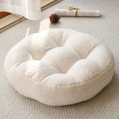 KZQ Rond Wit Stoelkussen Van Imitatie Lamsvacht 45 Cm Zacht Comfortabel Geschikt Voor Eetkamerstoel Barkruk En Keukenstoel