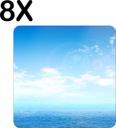 Luxe Placemat - Oceaan met Prachtige Blauwe Lucht - Set van 8 Placemats - 50x50 cm - 2 mm dik Vinyl - Anti Slip - Afneembaar