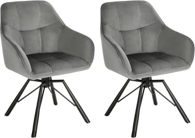 Set van 2 Draaibare Eetkamerstoelen - Gestoffeerde Comfortstoelen met Armleuningen & Rugleuning - Voor Keuken, Woonkamer & Restaurant