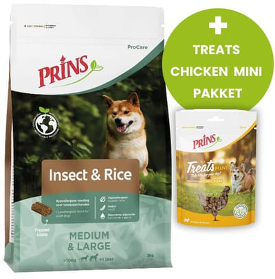 Prins ProCare Insect & Rice 20kg - Hondenvoer + Treats Chicken Mini Pakket