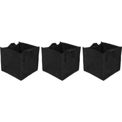Sac de Culture de Plantes 3 Pièces avec Poignées Carré Noir Feutre Contenant de Jardinage pour Légumes Type 1 black