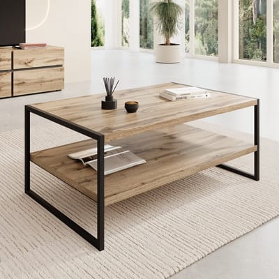 Meubella - Etsu - Salontafel - Eikenpatroon - 100x65x43 cm