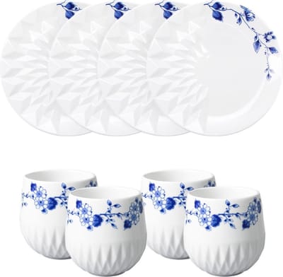 Heinen Delfts Blauw | Koffie met gebak Bauw Vouw | 4-delig | 4 pers.