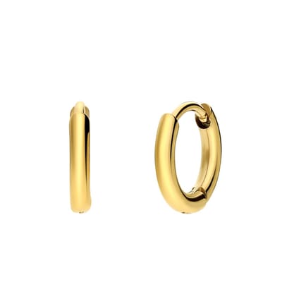 Lucardi Dames Stalen goldplated oorringen 10mm - Oorbellen - Staal - Goud