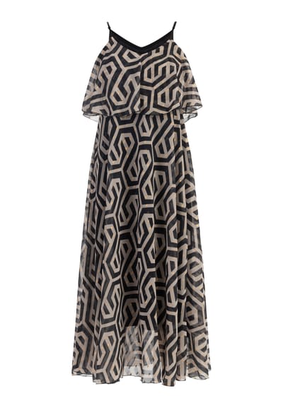 Faina Maxi jurk Dames zwart/beige