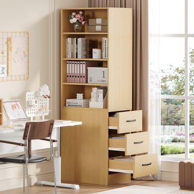 Zubaliya Boekenkast - 38 cm breed x 180 cm hoog wit - extra smal - 3 zijladen - verstelbare planken