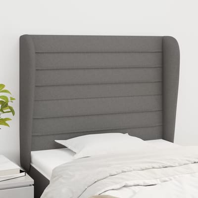 vidaXL - Hoofdbord - met - randen - 93x23x118/128 - cm - stof - donkergrijs