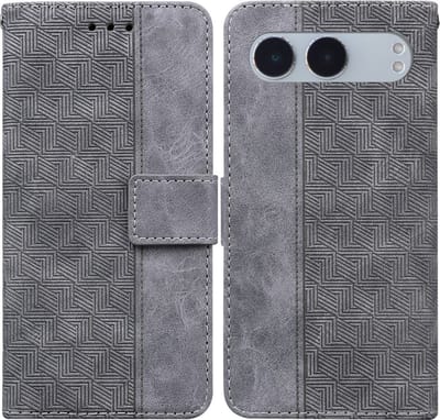 Coverup Hoesje - Geschikt voor OnePlus Nord 4 Hoesje - Coverup Geometric Book Case - Grijs