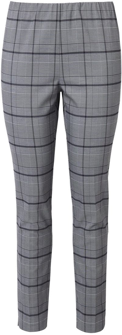 Ulla Popken - Dames - Broek geruit smalle pijpen persplooien - Donkermarine - Maat 42