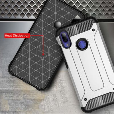 Ntech Hoesje Geschikt voor Xiaomi Redmi Note 7 Dual layer Rugged Armor hoesje - Zwart