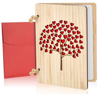 Houten Bamboe Wenskaart voor Verjaardagen, Jubilea en Valentijnsdag - Perfect Geschenkje voor Hem of Haar