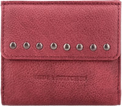 Hide & Stitches Redwood Portemonnee - Leren Portemonnee - RFID - Studs - Drukker - Muntvak - Ritsvak - Pasjesvak - Leren Dames Tas - Wijnrood