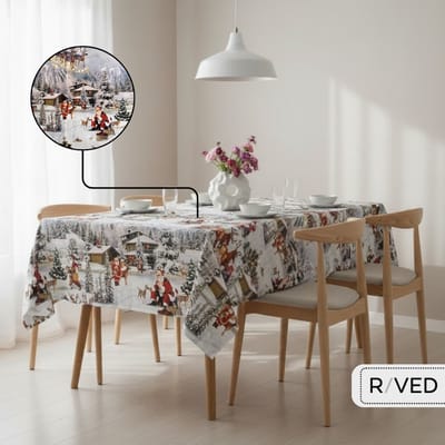 Raved Tafelzeil Kerst – 140 cm x 270 cm – Winter Wit – PVC – Afwasbaar