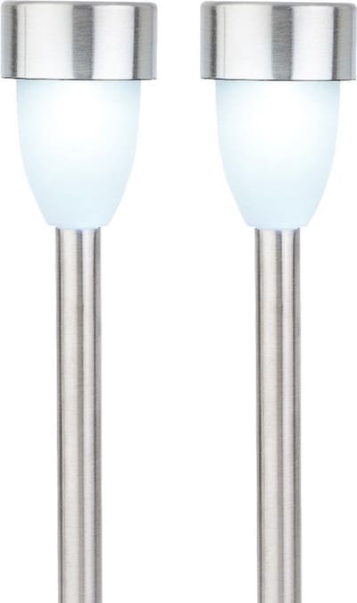 Lumineo Prikspot - solar - LED - RVS - 36 cm - 2x- Tuinverlichting - Tuinlampen - Solarlampen op zonne-energie