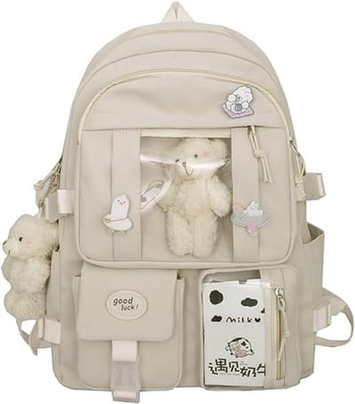 Daity Waterdichte rugzak – Meisjesrugzak met badges en accessoires – Lichtgewicht schooltas – Schooltas voor studenten – Rugzak met grote capaciteit – Tieners – Rugzakken voor de onder- en bovenbouw van het voortgezet onderwijs