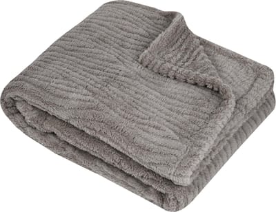 Stof Textiles Plaid / bankdeken / bedsprei Columbia - lichtgrijs - 130 x 160 cm - zachte polyester stof - 1 persoons