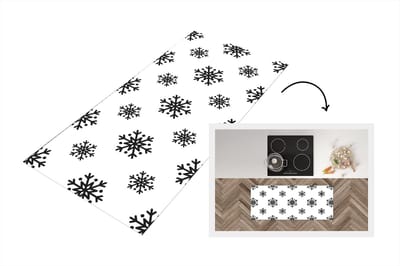 Keukenloper - Loper keuken - Sneeuwvlok - Winter - Zwart - Wit - Patronen - 120x50 cm - Keukenloper vinyl