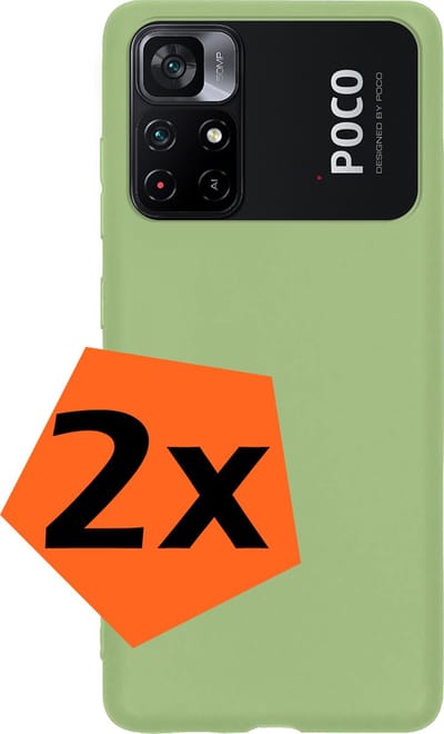 Hoes - 2 Stuks - Geschikt voor Xiaomi Poco M4 Pro 5G - Sterk & Shockproof - Case Siliconen - Back Cover - Telefoon Hoes - Groen