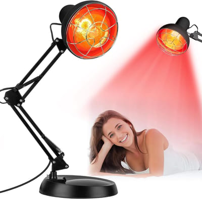 KAD® Indfraroodlamp - Professionele Infraroodlamp - Voor Spierpijn & Gewrichtspijn - Verstelbare Hoek - Roodlichttherapie - Inclusief Timer - ‎Zwart - 34cm x 24cm x 19cm