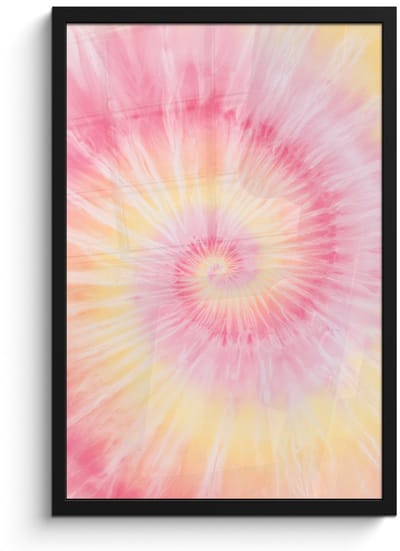Poster in lijst - Fotolijst 40x60 cm - Posters - Patroon - Tie Dye - Pasteltinten - Roze - Posterlijst zwart - Decoratie - Wanddecoratie woonkamer - Muurdecoratie slaapkamer