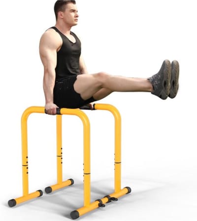 Thuys - Parallelle Dipstangen Geel - Verstelbaar - 180kg Belastbaar - voor Dips - Push-ups en Bodyweight Training Binnen en Buiten