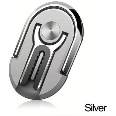 Universele Vingerring Telefoonhouder Standaard Beugel Mini Telefoonhouder Roterend voor Auto Luchtuitlaat Mobiele Telefoon Achtersticker Opvouwbaar zilver