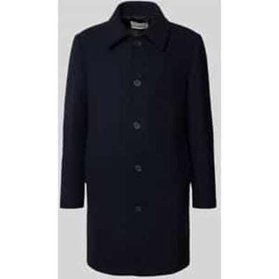 Regular fit lange wollen jas met platte kraag, model 'ARCHIVE'