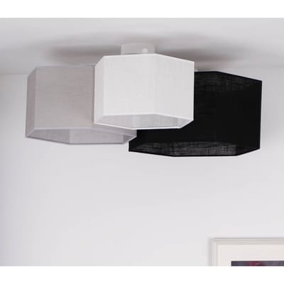 Euluna plafondlamp Emil, textiel zwart/grijs/wit, 3-lamps