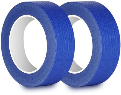 Papier Tape 30 mm x 50 m - 2 Rollen Rubber-Coated Afplaktape voor Schilderen, Handwerken en DIY Projecten, Schrijfbaar, Blauw