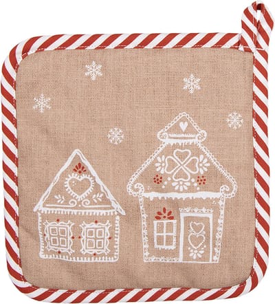 Clayre & Eef Pannenlap 20x20 cm Bruin Katoen Gingerbread house