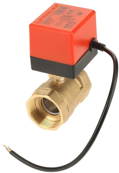 Allecto - DN40 gemotoriseerde kogelkraan - 2-weg messing - voor airconditioner - 12 V DC-kabel - geschikt voor water, olie en lucht - compact formaat