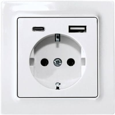 Eltako DSS55E+USBA+C-pg Stopcontact Inbouw (in muur), Schroefbevestiging