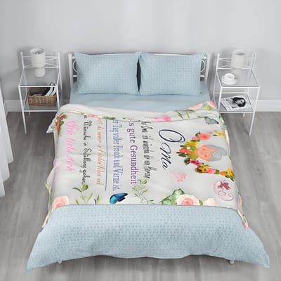 EGoods - Superzachte flanellen knuffeldeken voor oma - Persoonlijk cadeau voor Oma - Verjaardag, Moederdag, Valentijnsdag - Gepersonaliseerd met kleinkind - 152 x 127 cm
