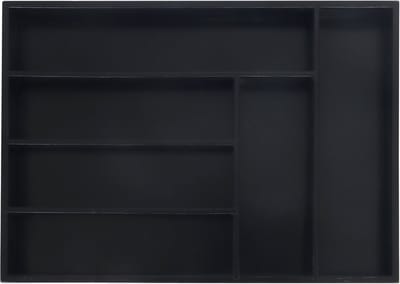 Bestekbak - bamboe - 6 vakken - 5x35,5x25,5 cm - zwart