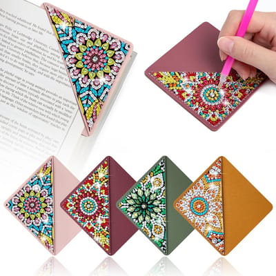 4 Stuks Luxe Diamant Schilderij Bladwijzers - Mandala Ontwerp - Knutselset