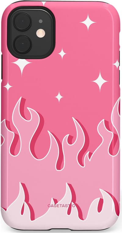 Casetastic Hoesje Geschikt voor Apple iPhone 11 - Stijlvolle Beschermende Duo-layer Case - Roze Vlammen
