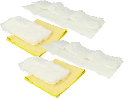 Stoomreiniger Accessoireset - Reserveonderdelen Stoomreiniger - Hygiënisch Reinigen - 8-Delige Set - Diverse Maten - Wit Geel