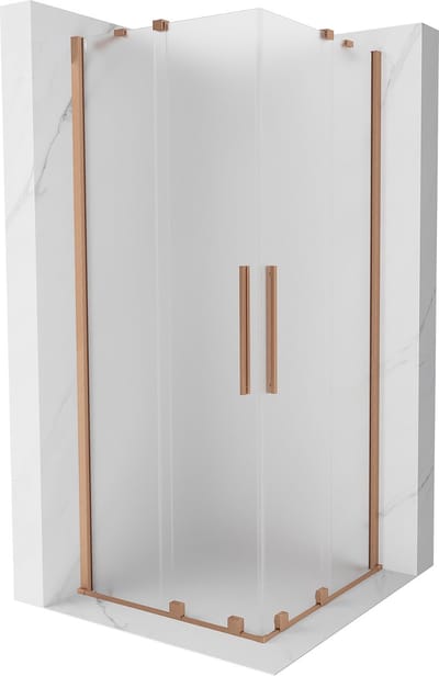 Mexen Velar Duo schuifdouchecabine 80 x 80 , ijsglas, geborsteld koper - 871-080-080-32-65