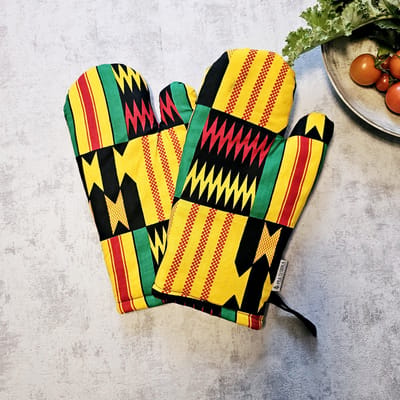 Ovenwanten | Set van 2| Handgemaakte Afrikaanse Boheemse stijl geometrische 'Mudcloth' Bogolan geïnspireerde print ovenwanten.