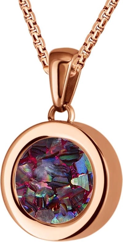 Quiges 12mm Mini Munt Hanger Rosékleurig RVS Glans met Schelp Multi Vlokjes Munt en Box Ketting Ankerketting 42-46cm
