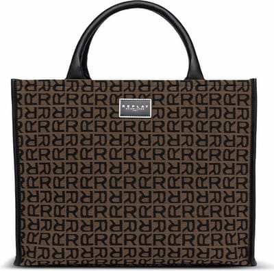 REPLAY Schoudertas Shopper Logo Bruine
