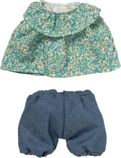 Tuinset Kleding voor 30 cm Baby Pop - Broekje en Blouse met Bloemenprint