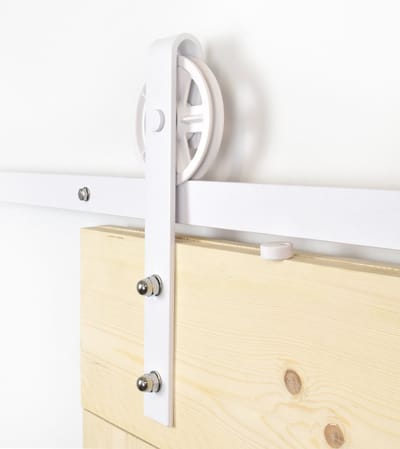 Schuifdeursysteem Spaakwiel Wit – Complete set – 200 cm rail (2x100 cm) – Rustiek schuifdeurbeslag