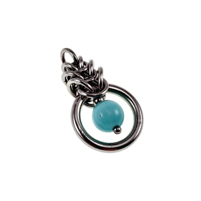 30mm Turquoise Kattenoog Kristal Hanger, Gepolijst RVS, Dames, Uniek Ontwerp - Handgemaakt door esde2