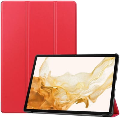Tablet Hoes geschikt voor de Samsung Galaxy Tab S10 Plus / S9 Plus / S9 FE Plus | Book Case met Standaard | Kunstlederen Beschermhoes | Tri-fold | Rood