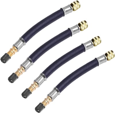 OUYLAF Flexibel ventiel verlengstuk - Verlengbuis Voor Bandenpomp - 21cm - Verlengbuis - Met dopje - autobanden - 4pcs - rubberen ventieladapter voor RV-auto， fiets，aanhanger，transit adapter