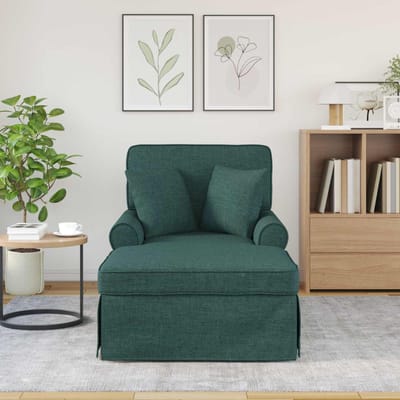 vidaXL - Chaise - Lounge - met - Rok - 3 - st - Donkergroen - Stof - 91 - x - 157 - x - 91 - cm