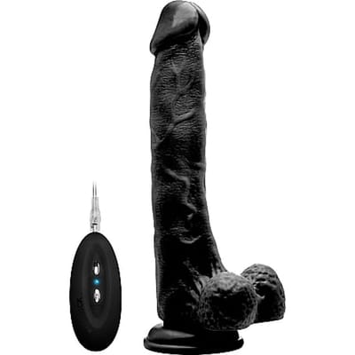 Vibrating Realistic Black Cock 27 cm - With Scrotum