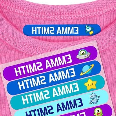 Strijklabels voor kinderkleding - Kledingstickers opstrijkbaar - Kinderen kleding markeren - 100 symbolen beschikbaar - 50 stuks - Veelkleurig